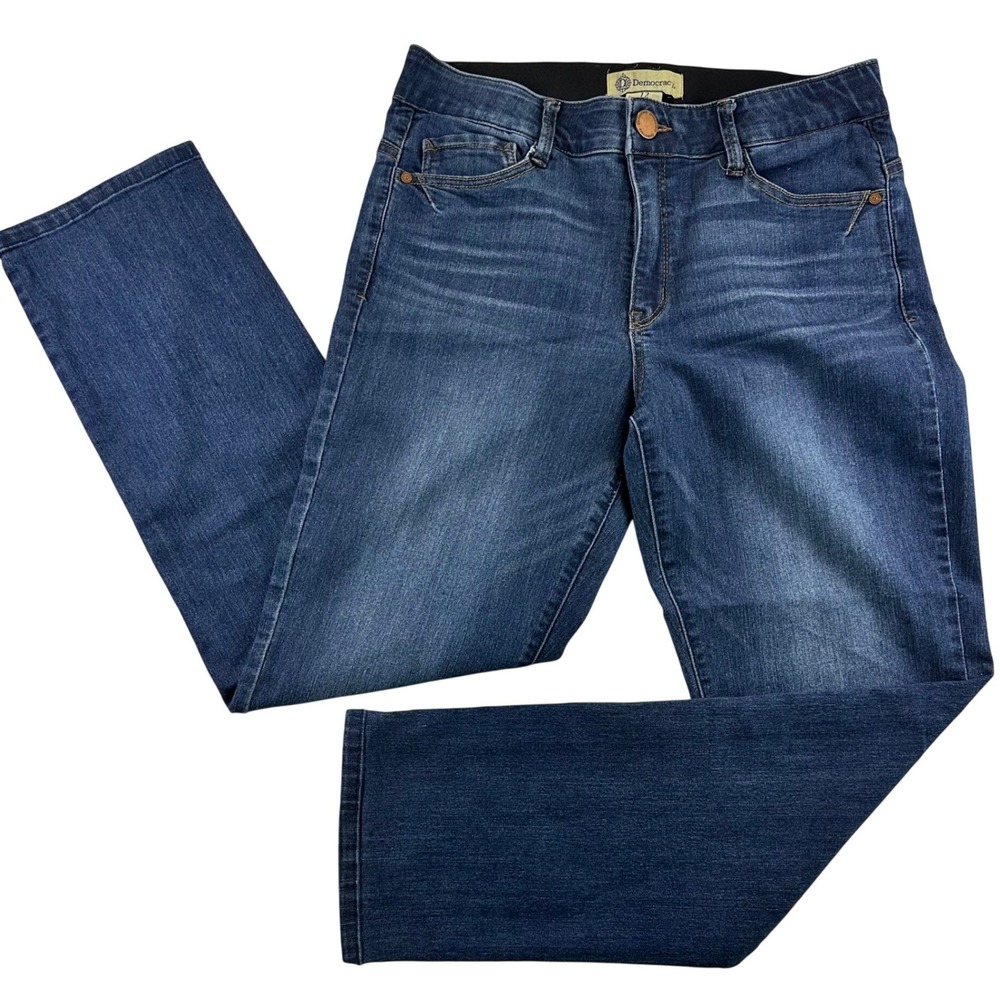 Democracy Ab Technology Straight Leg Jeans Blue Wash Size 12 Tummy Control